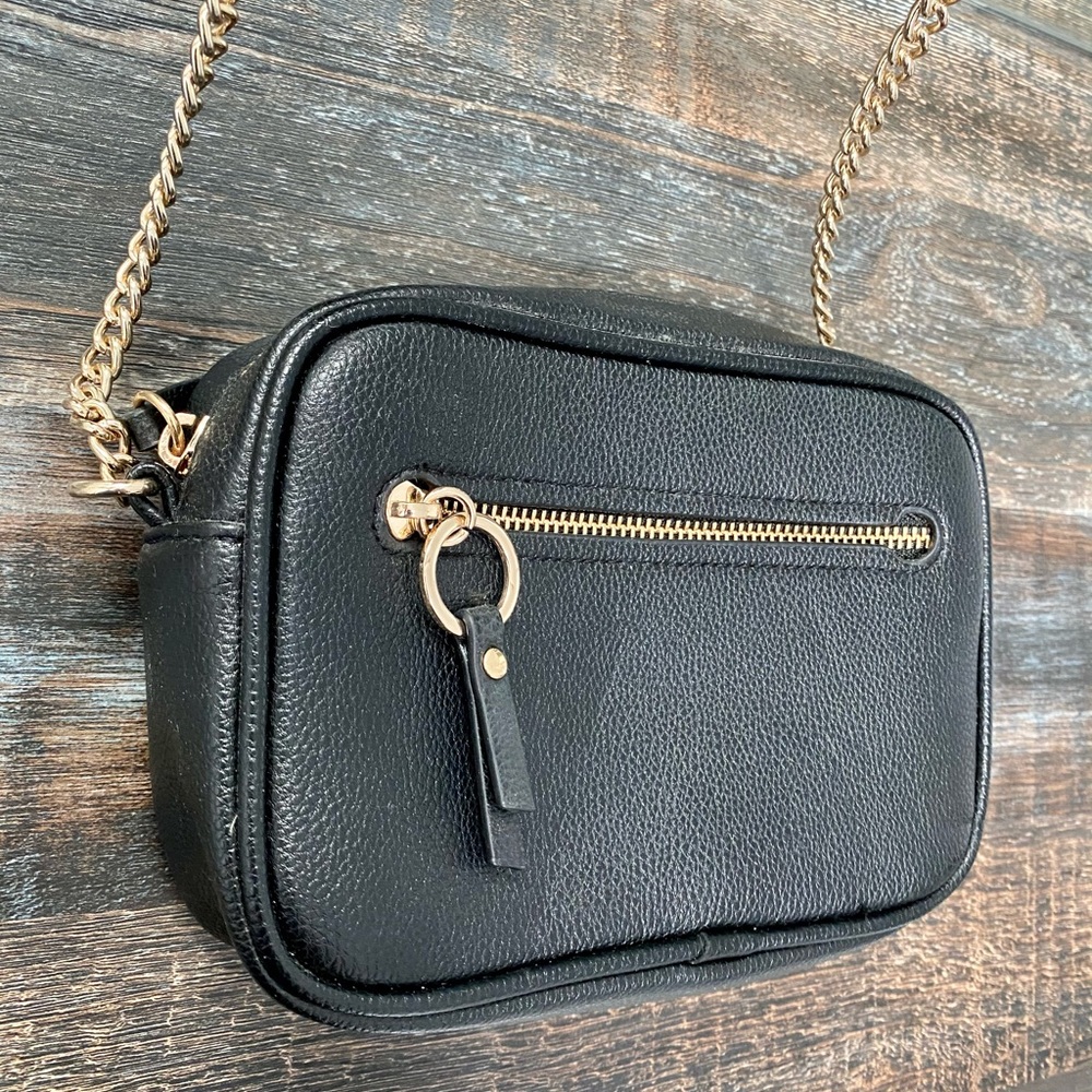 Square Black Leather Crossbody